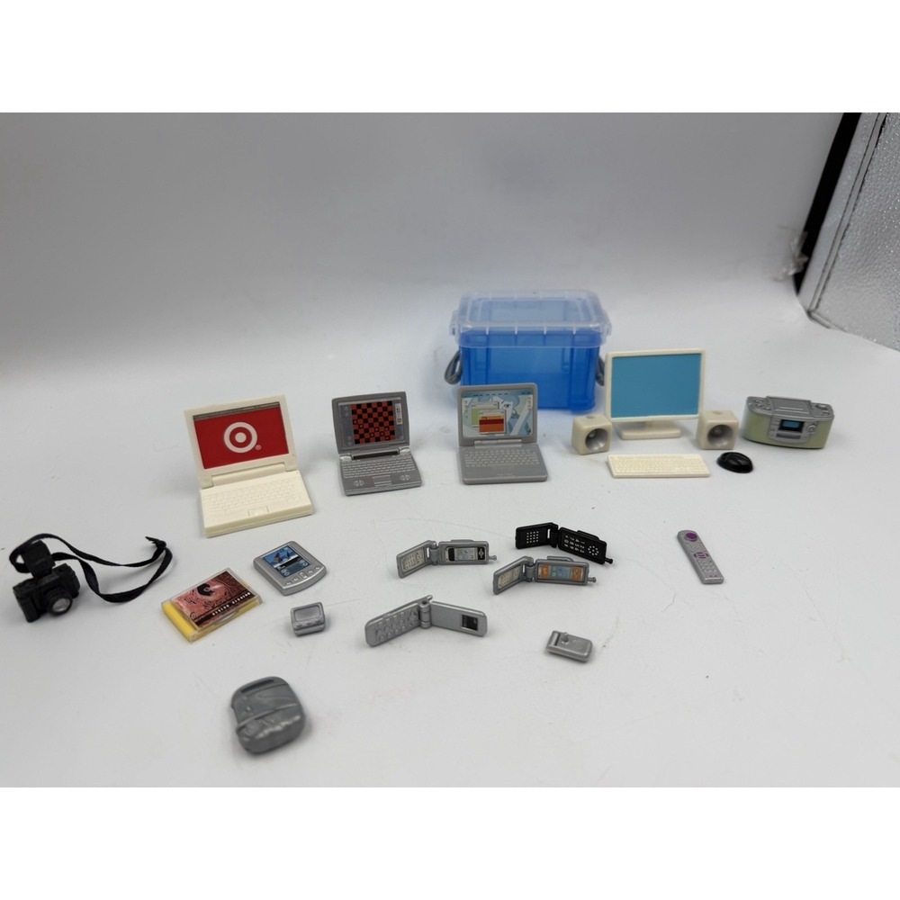 Lot Of Vintage Mattel My Scene/BRATZ/Barbie Doll Laptop, Phones, Etc With Bin